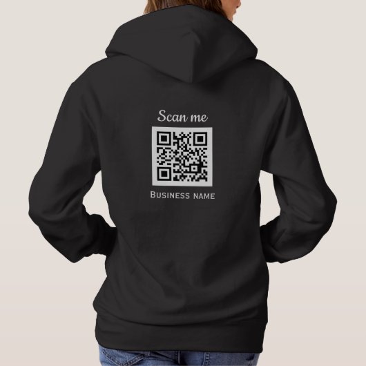 QR Code Business Logo Professional Zwart Modern Hoodie (Achterkant)