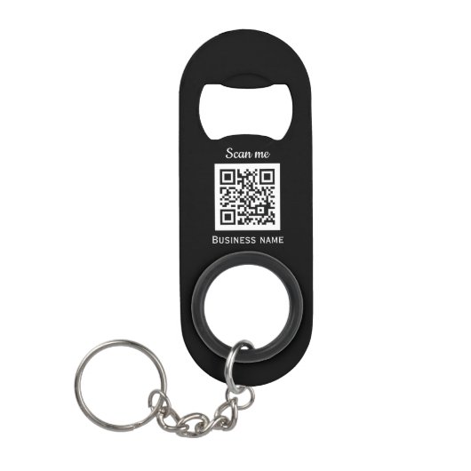 QR Code Business Logo Professional Zwart Modern Mini Flessenopener (Voorkant)