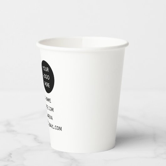 QR Code Business Logo Professional Zwart Modern Papieren Bekers (Links)