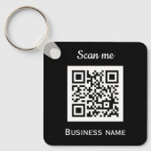 QR Code Business Logo Professional Zwart Modern Sleutelhanger (Voorkant)