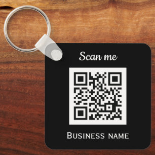 QR Code Business Logo Professional Zwart Modern Sleutelhanger