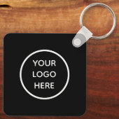 QR Code Business Logo Professional Zwart Modern Sleutelhanger (Achterkant)