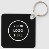 QR Code Business Logo Professional Zwart Modern Sleutelhanger (Achterkant)