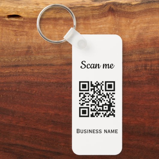 QR Code Business Logo Professional Zwart Modern Sleutelhanger (Voorkant)