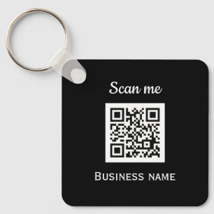 QR Code Business Logo Professional Zwart Modern Sleutelhanger