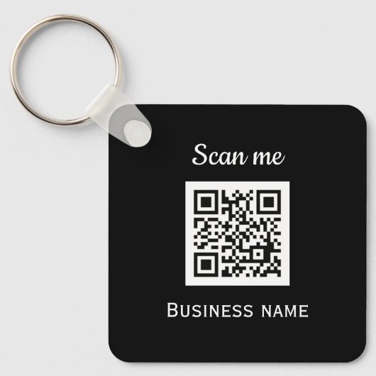 QR Code Business Logo Professional Zwart Modern Sleutelhanger (Voorkant)