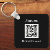 QR Code Business Logo Professional Zwart Modern Sleutelhanger (Voorkant)