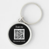 QR Code Business Logo Professional Zwart Modern Sleutelhanger (Voorkant)