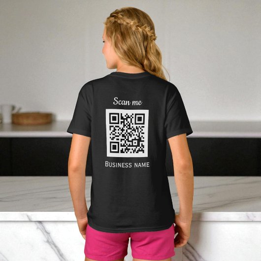 QR Code Business Logo Professional Zwart Modern T-shirt