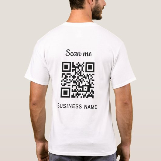QR Code Business Logo Professional Zwart Modern T-shirt (Achterkant)