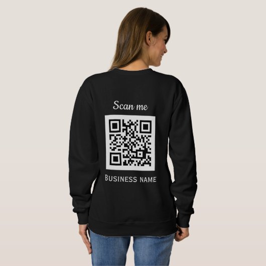 QR Code Business Logo Professional Zwart Modern Trui (Achterkant volledig)