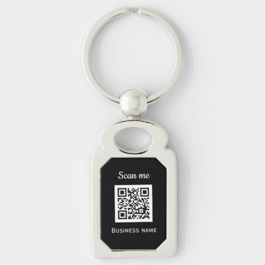 QR Code Business Logo Professional Zwart Sleutelhanger (Voorkant)