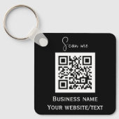 QR Code Business Logo Professional Zwart Sleutelhanger (Voorkant)