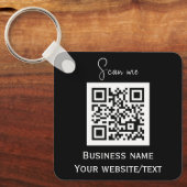 QR Code Business Logo Professional Zwart Sleutelhanger (Voorkant)