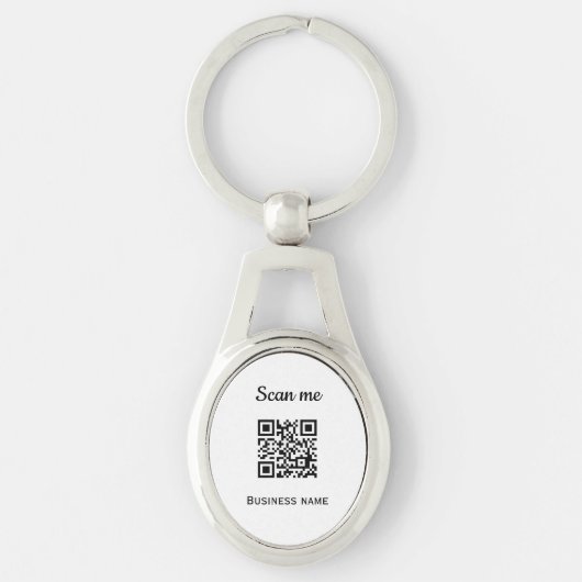 QR Code Business Logo Professional Zwart Sleutelhanger (Voorkant)