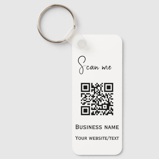 QR Code Business Logo Professional Zwart Sleutelhanger (Voorkant)
