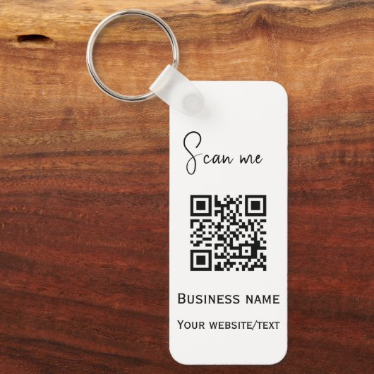 QR Code Business Logo Professional Zwart Sleutelhanger (Voorkant)