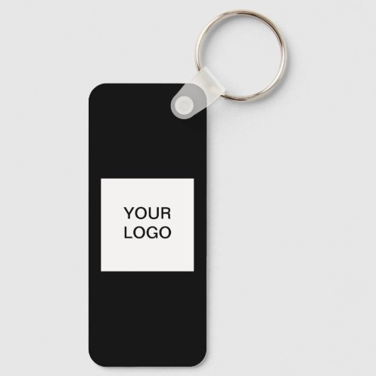 QR Code Business Logo Professional Zwart Sleutelhanger (Achterkant)