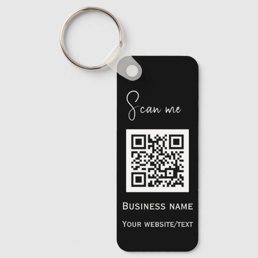 QR Code Business Logo Professional Zwart Sleutelhanger (Voorkant)