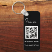 QR Code Business Logo Professional Zwart Sleutelhanger (Voorkant)