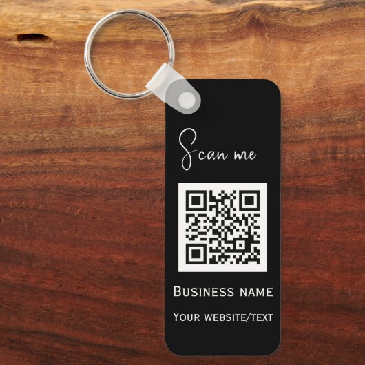 QR Code Business Logo Professional Zwart Sleutelhanger (Voorkant)