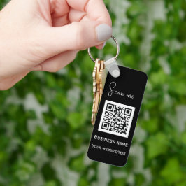 QR Code Business Logo Professional Zwart Sleutelhanger