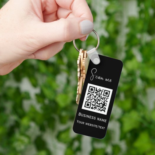 QR Code Business Logo Professional Zwart Sleutelhanger (Hand)