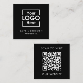 QR Code Business Logo Professional Zwart Wit Vierkante Visitekaartje