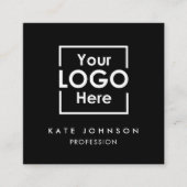 QR Code Business Logo Professional Zwart Wit Vierkante Visitekaartje (Voorkant)