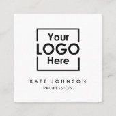 QR Code Business Logo Professional Zwart Wit Vierkante Visitekaartje (Voorkant)