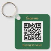 QR Code Business Logo Professioneel Groen Goud Sleutelhanger (Voorkant)