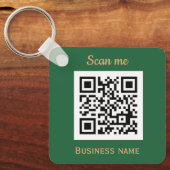 QR Code Business Logo Professioneel Groen Goud Sleutelhanger (Voorkant)