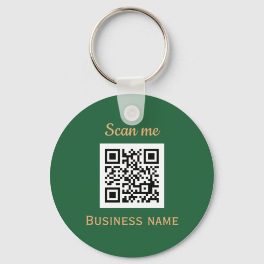 QR Code Business Logo Professioneel Groen Goud Sleutelhanger (Voorkant)