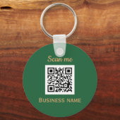 QR Code Business Logo Professioneel Groen Goud Sleutelhanger (Voorkant)