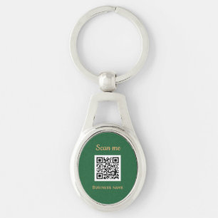 QR Code Business Logo Professioneel Groen Goud Sleutelhanger