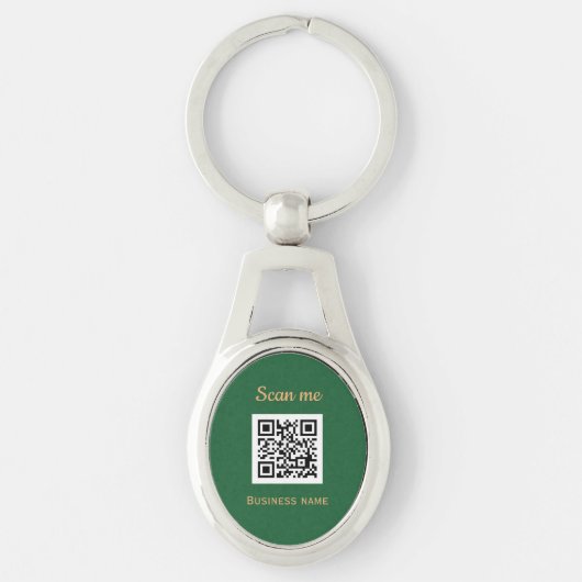 QR Code Business Logo Professioneel Groen Goud Sleutelhanger (Voorkant)