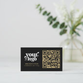 QR Code Business Logo Professioneel Modern Goud Visitekaartje (Staand voorkant)