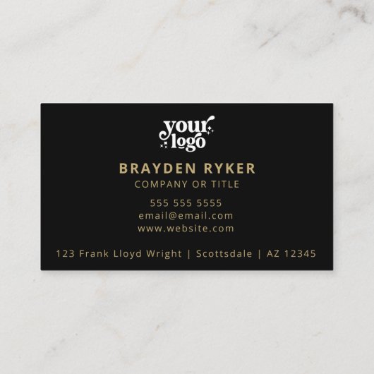 QR Code Business Logo Professioneel Modern Goud Visitekaartje (Achterkant)