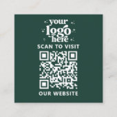QR Code Business Logo Professioneel Modern Groen Vierkante Visitekaartje (Voorkant)