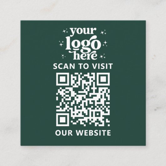 QR Code Business Logo Professioneel Modern Groen Vierkante Visitekaartje (Voorkant)