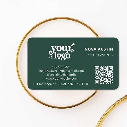 QR Code Business Logo Professioneel Modern Groen Visitekaartje