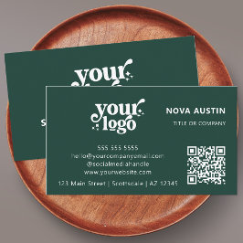 QR Code Business Logo Professioneel Modern Groen Visitekaartje