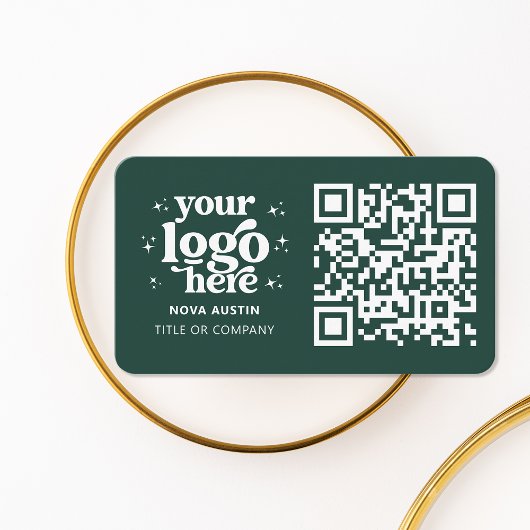 QR Code Business Logo Professioneel Modern Groen Visitekaartje