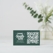QR Code Business Logo Professioneel Modern Groen Visitekaartje (Staand voorkant)