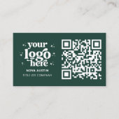 QR Code Business Logo Professioneel Modern Groen Visitekaartje (Voorkant)