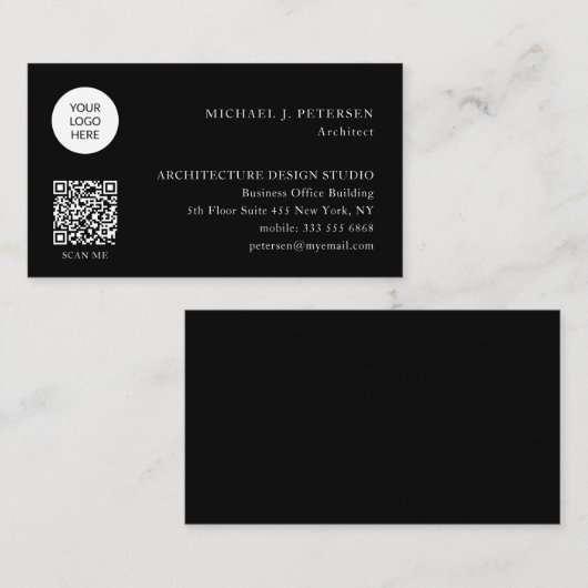 QR CODE business logo professioneel modern zwart Visitekaartje (Voorkant / Achterkant)