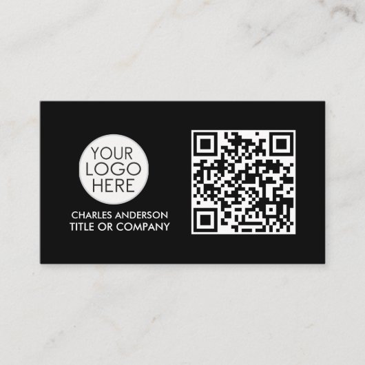QR Code Business Logo | Professioneel zwart wit Visitekaartje (Voorkant)
