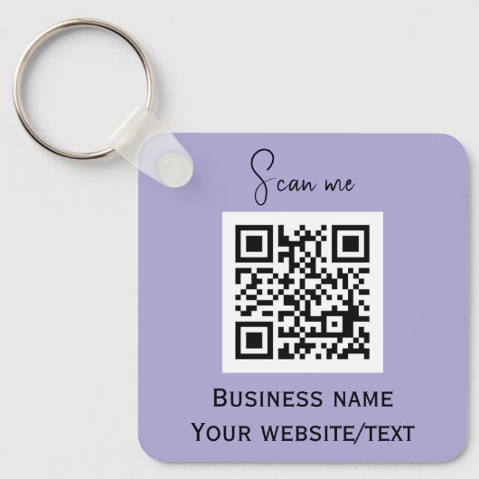 QR Code Business Logo Professionele Lavendel Paars Sleutelhanger (Voorkant)