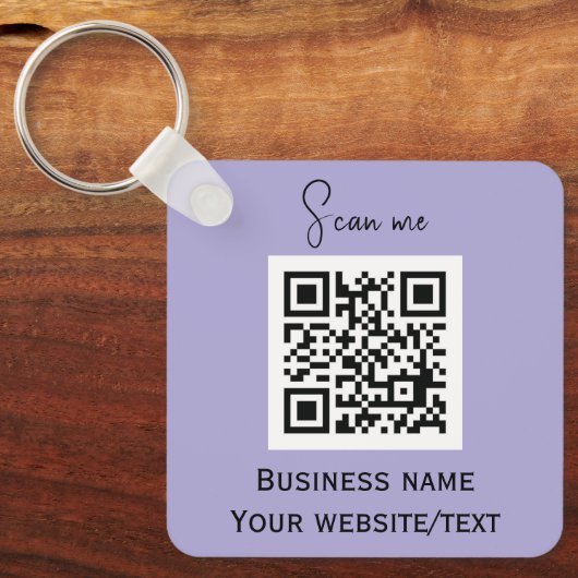 QR Code Business Logo Professionele Lavendel Paars Sleutelhanger (Voorkant)