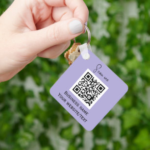 QR Code Business Logo Professionele Lavendel Paars Sleutelhanger